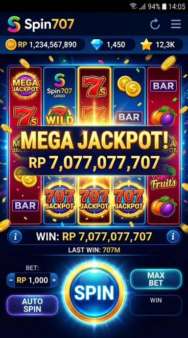 Tampilan utama aplikasi spin707 yang menarik dan mudah dinavigasi.